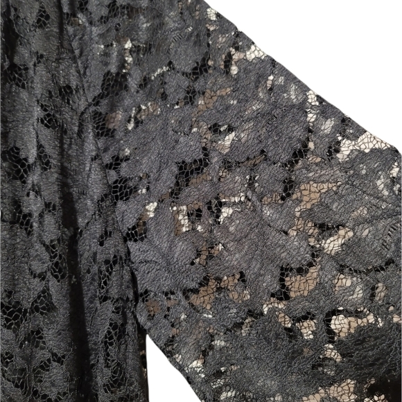 Black Raglan Balloon Sleeve Lace Dress - Picture 3 of 9